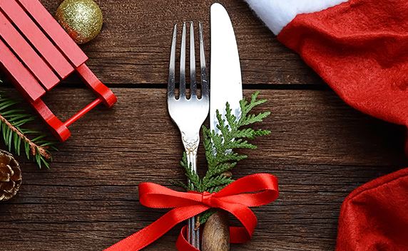 christmas fork & knife place setting