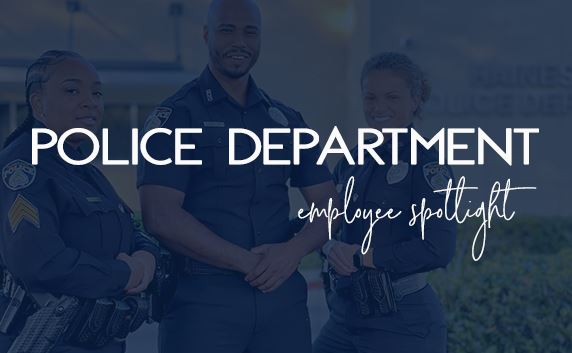 pictures of three officers in background. text 