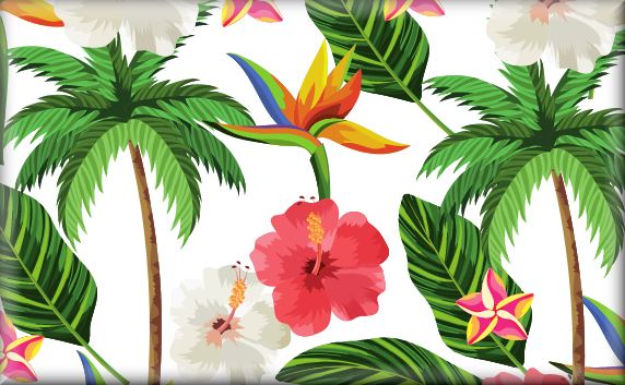 drawing of flowers and trees