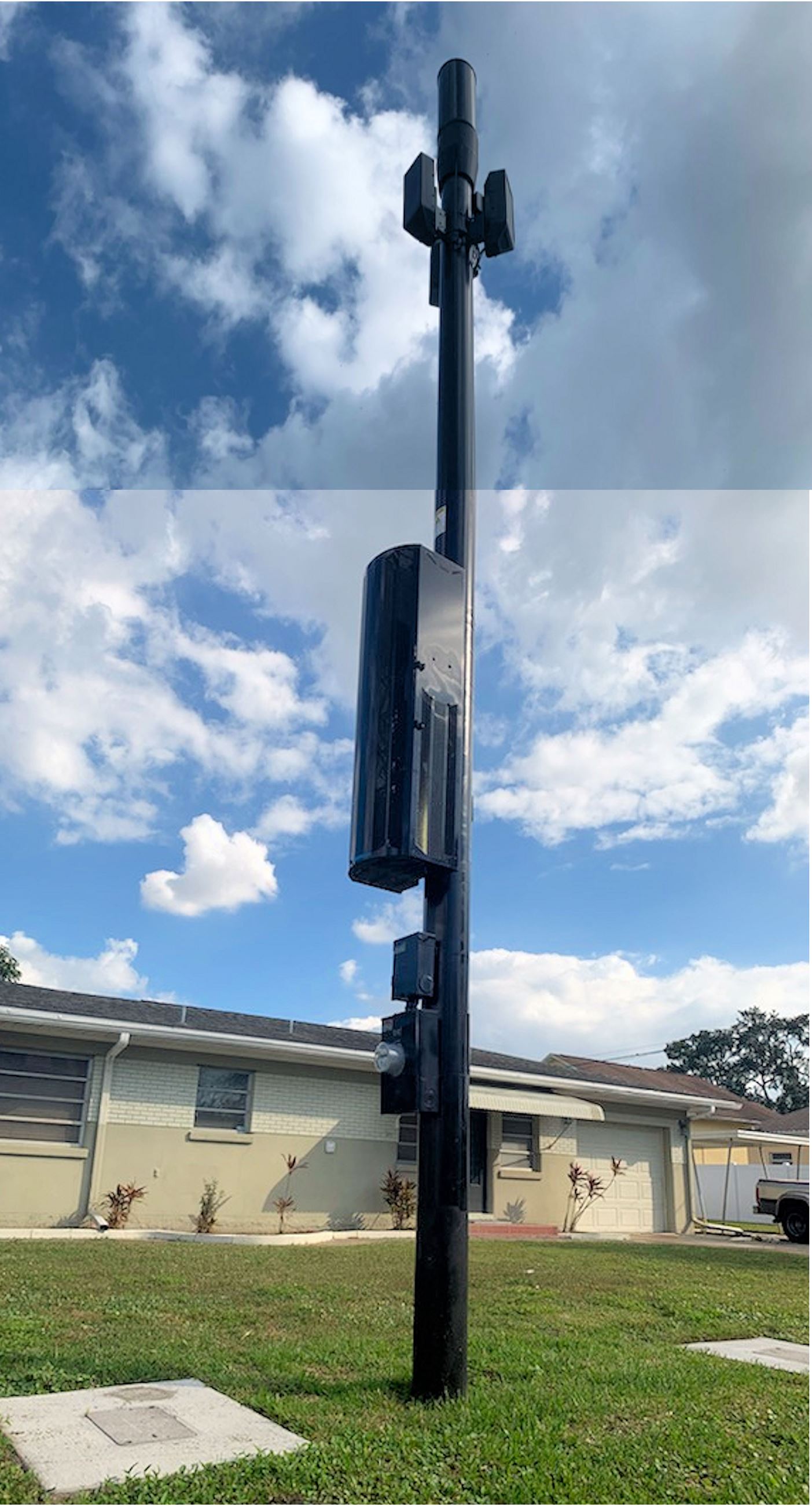 5G antenna in front of a house