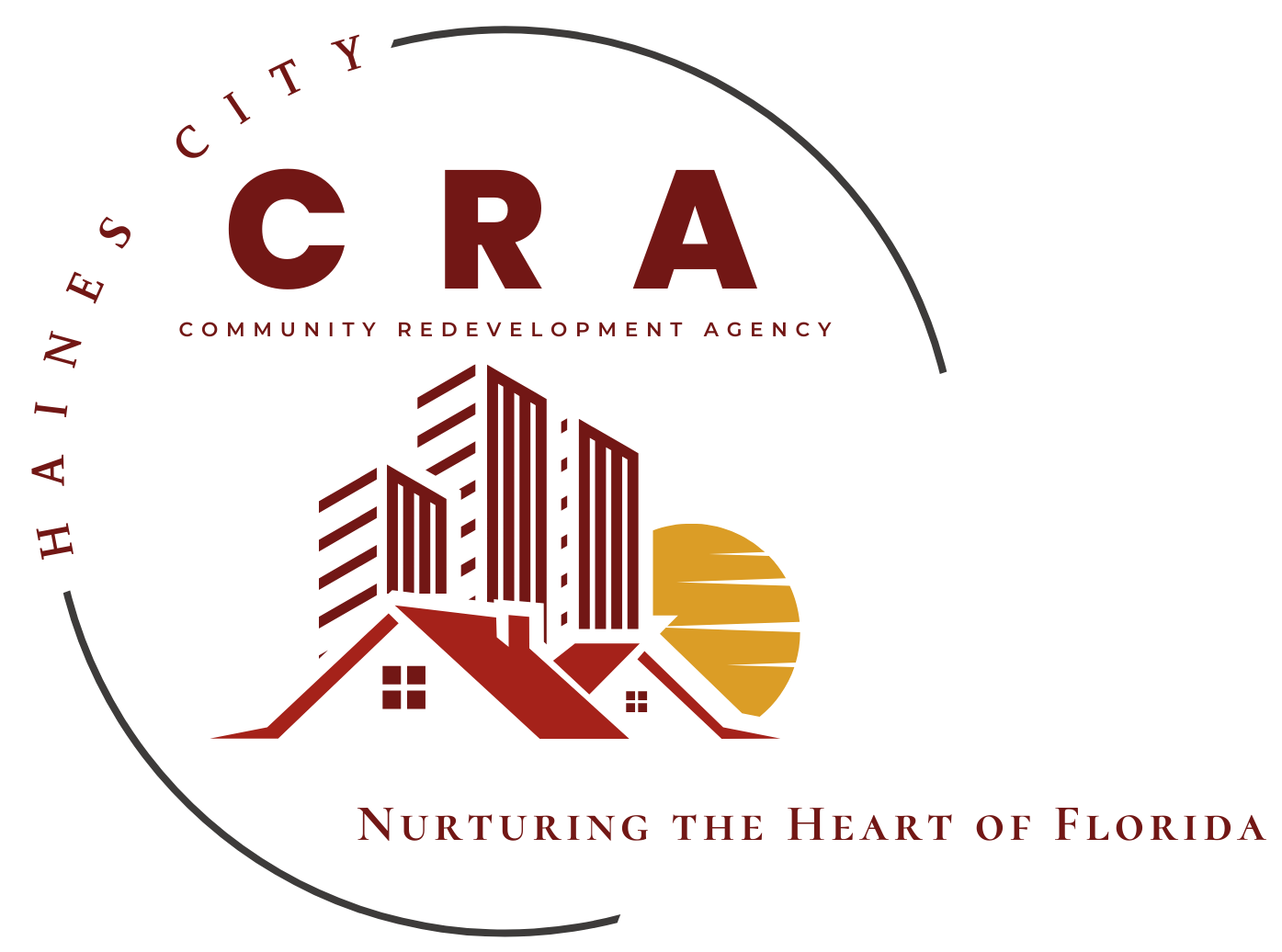 Logo of the Haines City CRA Buildings house and sun
