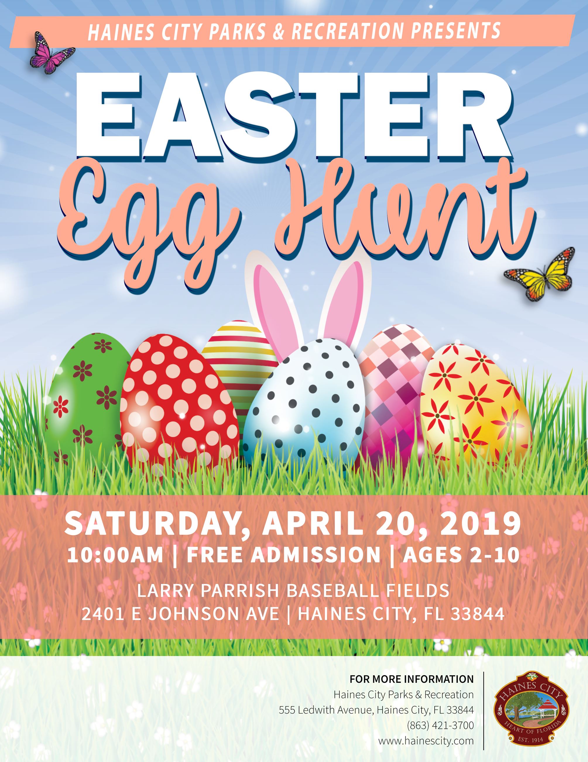 Easter Egg Hunt (flyer Image) - Easter Egg Hunt happening Saturday April 20, 2019.  Starts at 10 AM 