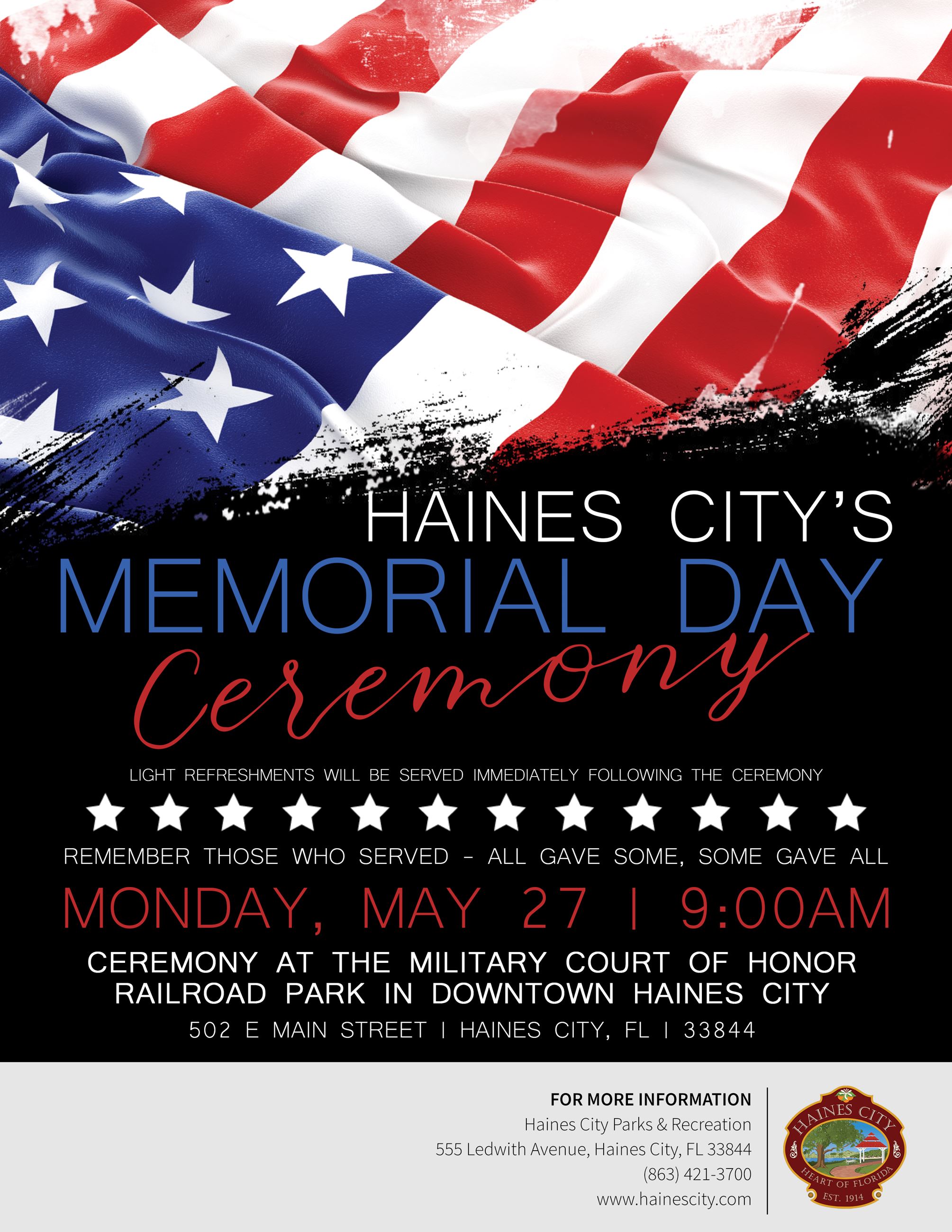 Memorial Day Flyer - Information included in text